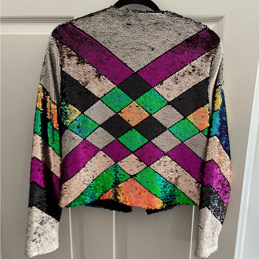 Chevron Pattern Sequin Jacket - Picture 2 of 7